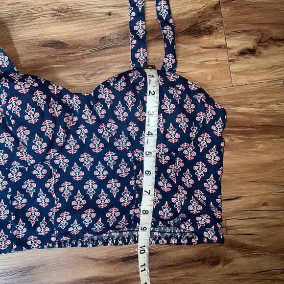 Band of Gypsies Blue Floral Crop Top Sweetheart Bustier Cami Boho Tank Medium - Picture 6 of 6